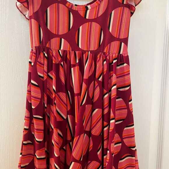 Dot Dot Smile Striped Circles Twirl Dress Flutter Sleeve Girls Size 3/4 - Picture 9 of 10